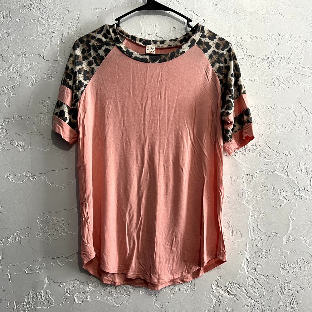 7th ray pink‎ cheetah print t shirt womens small casual normcore boho chic